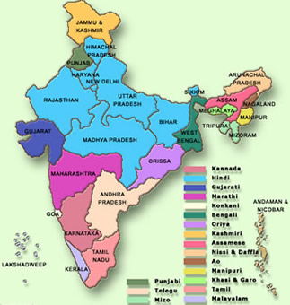 Indian Language map
