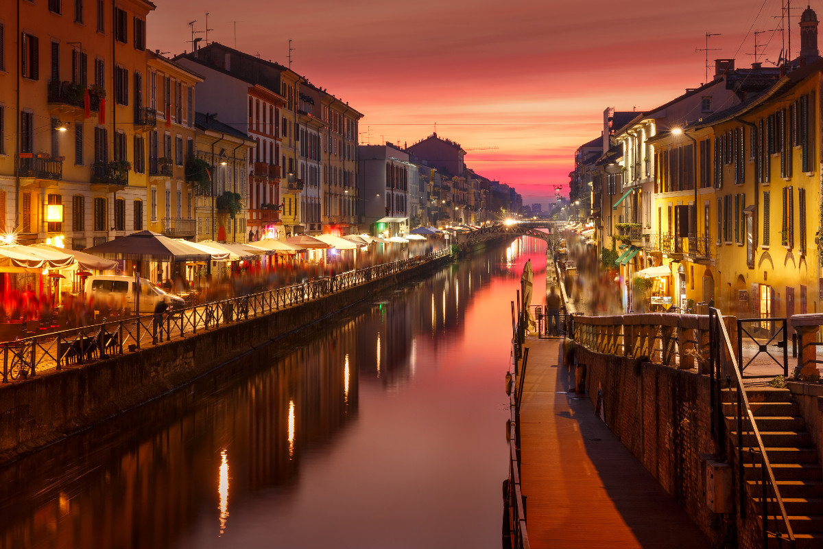 The Navigli is beautiful at sunset.